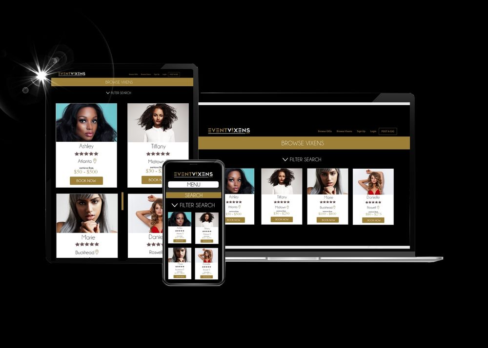 Event Vixens Platform Mockup